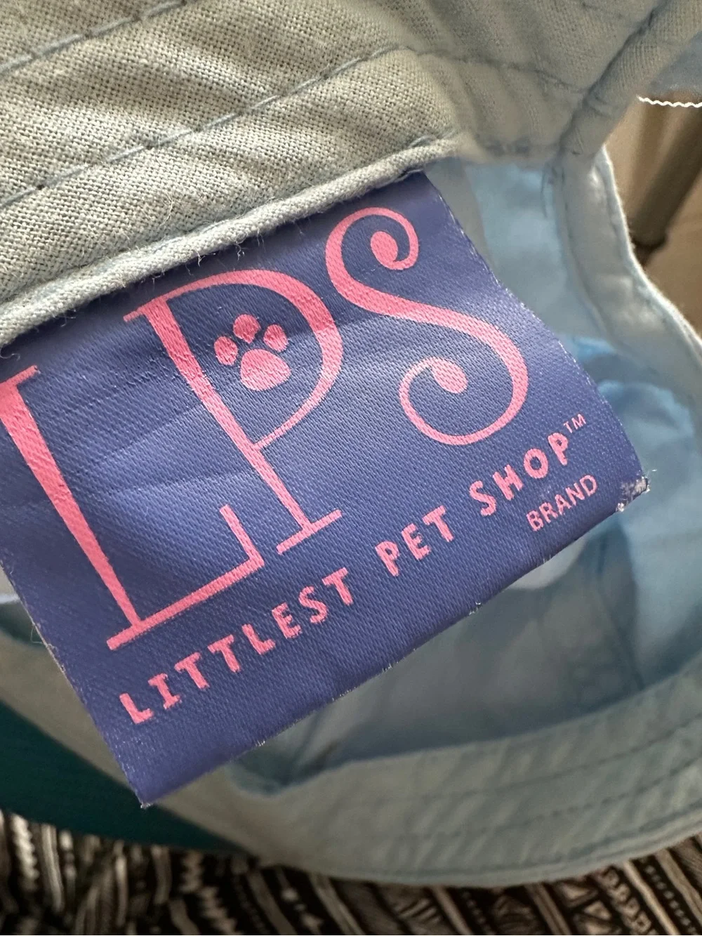 Vintage 2008 Littlest Pet Shop LPS Light Blue Green Plaid Hat Cap w/Pink Kitty